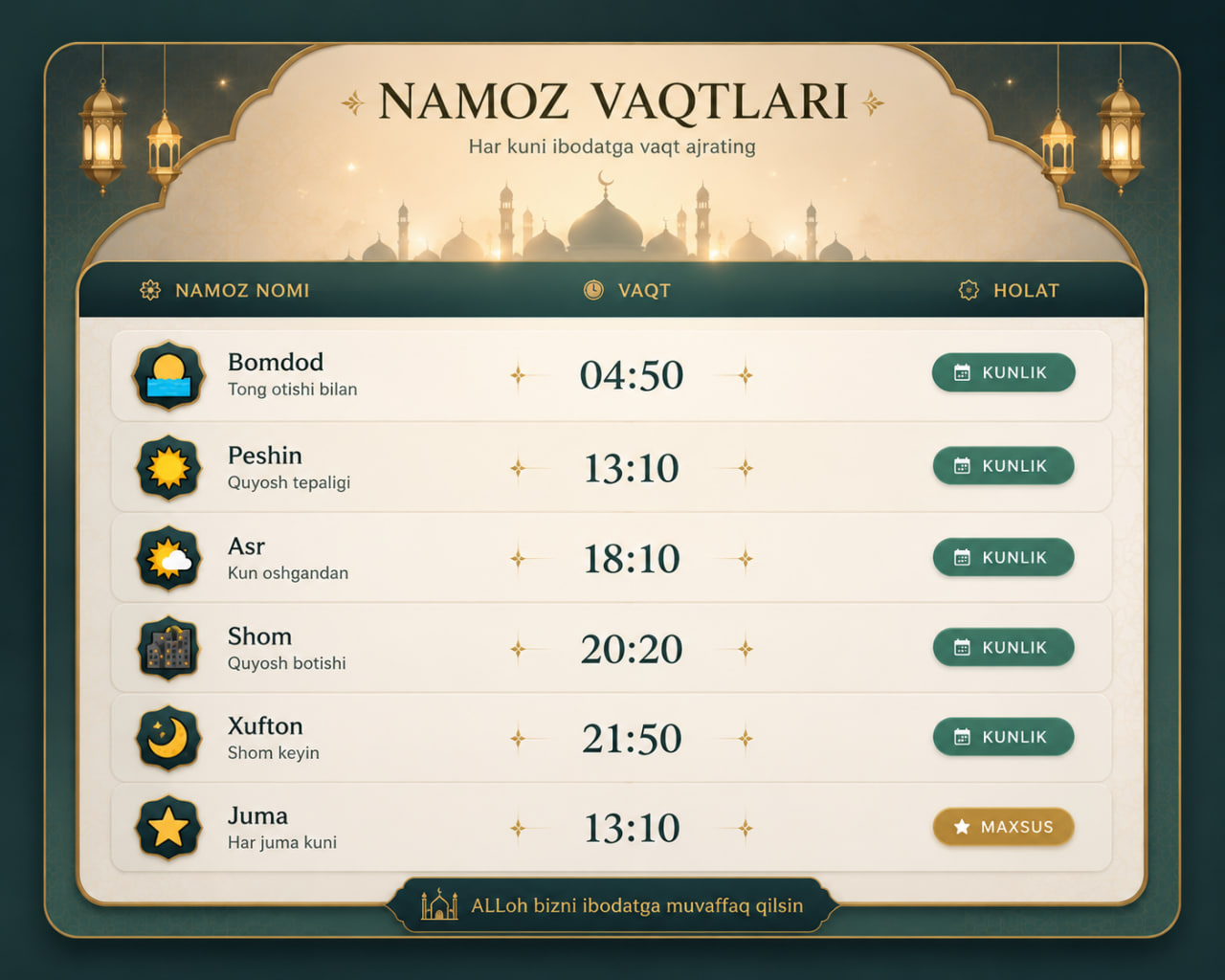 Namoz vaqti